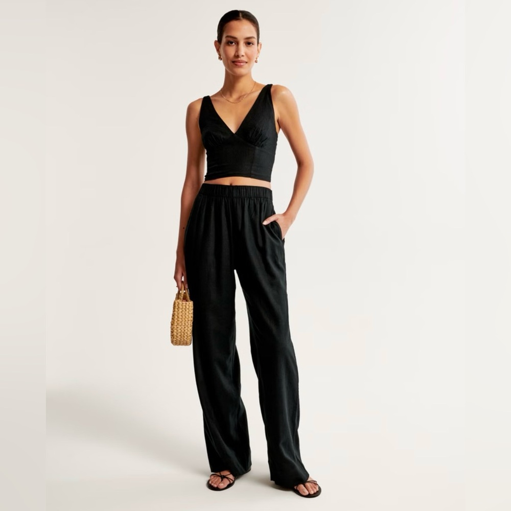 Abercrombie linen blend pull on pant
